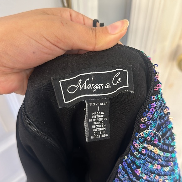 Morgan & Co. Sequin Mermaid Prom Dress – Size 1 | Purple & Blue Hues - Picture 6 of 9